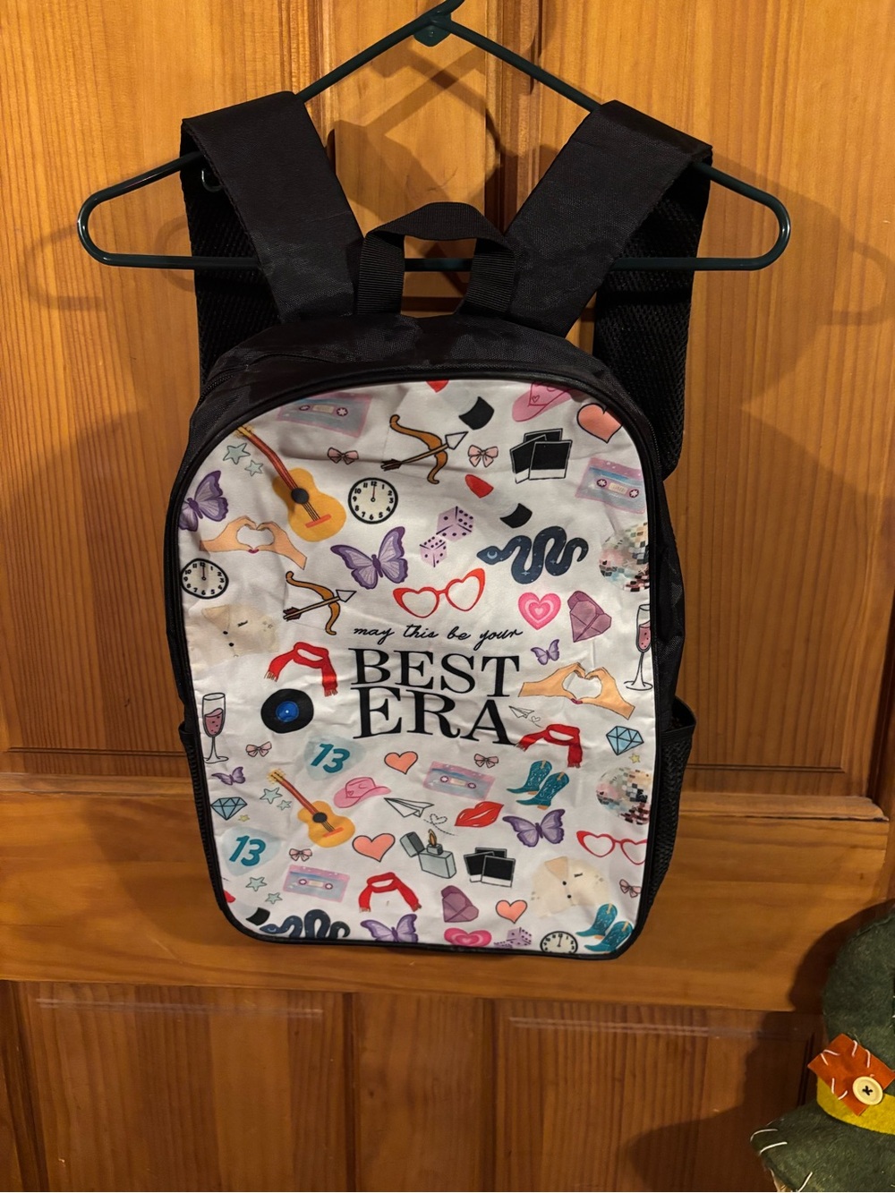 Printed White & Black Backpack for Women